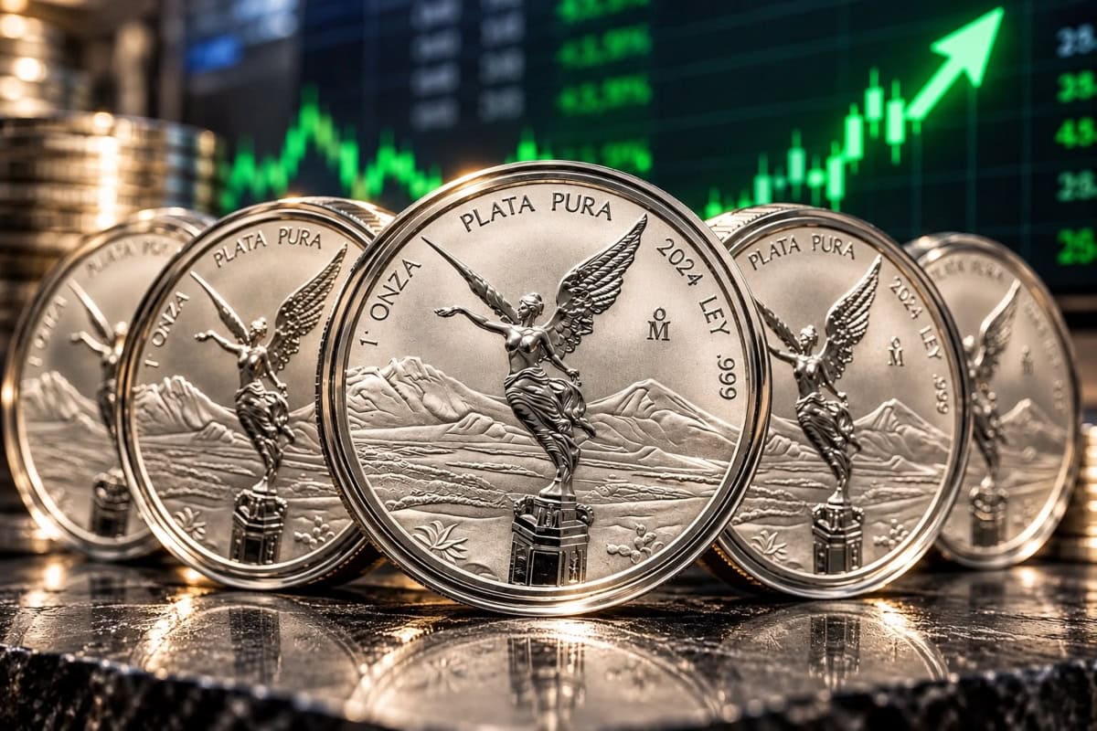 Onza de plata Libertad HOY rebota 46 pesos este viernes 9 de octubre de 2026