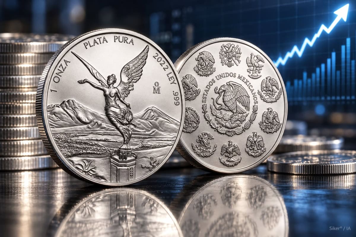 Onza de plata Libertad HOY rebota nueve pesos este miércoles 21 de octubre de 2026