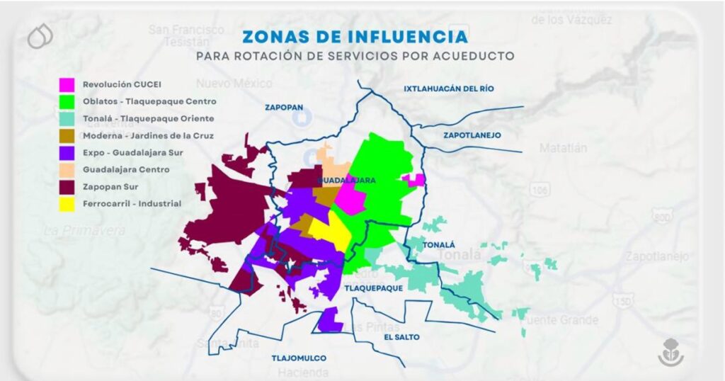 Calendario de rotación de agua del Siapa para 627 colonias de la ZMG